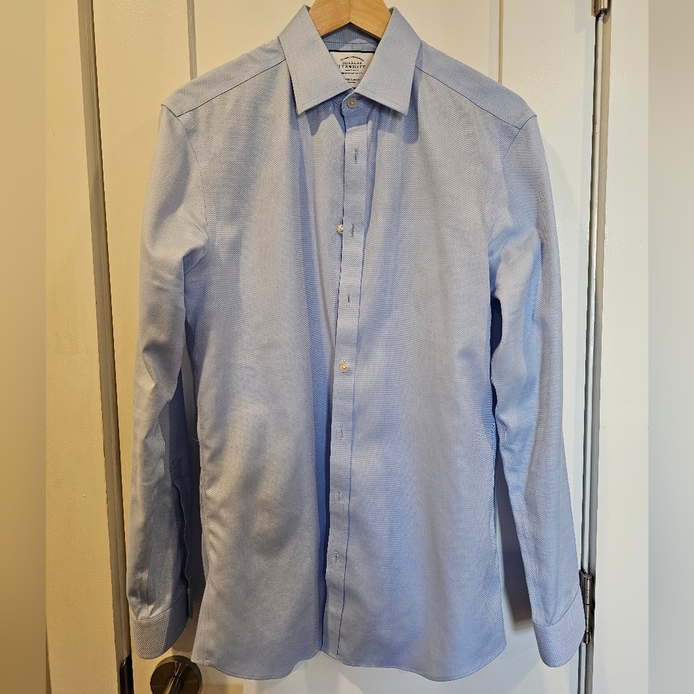 Charles Tyrwhitt 15.5x34 Blue Non-Iron Extra Slim Fit Dress Shirt